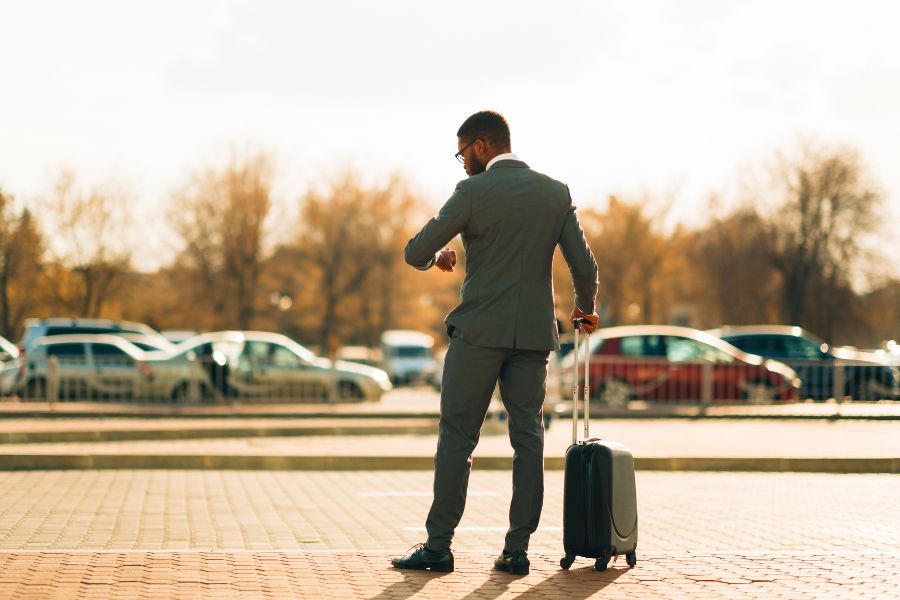 Man entering rental car
